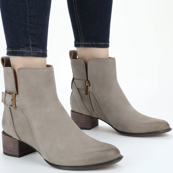 Vionic Shoes - VIONIC SIENNA WATERPROOF ANKLE BOOT (WOMEN) - STONE NUBUCK
